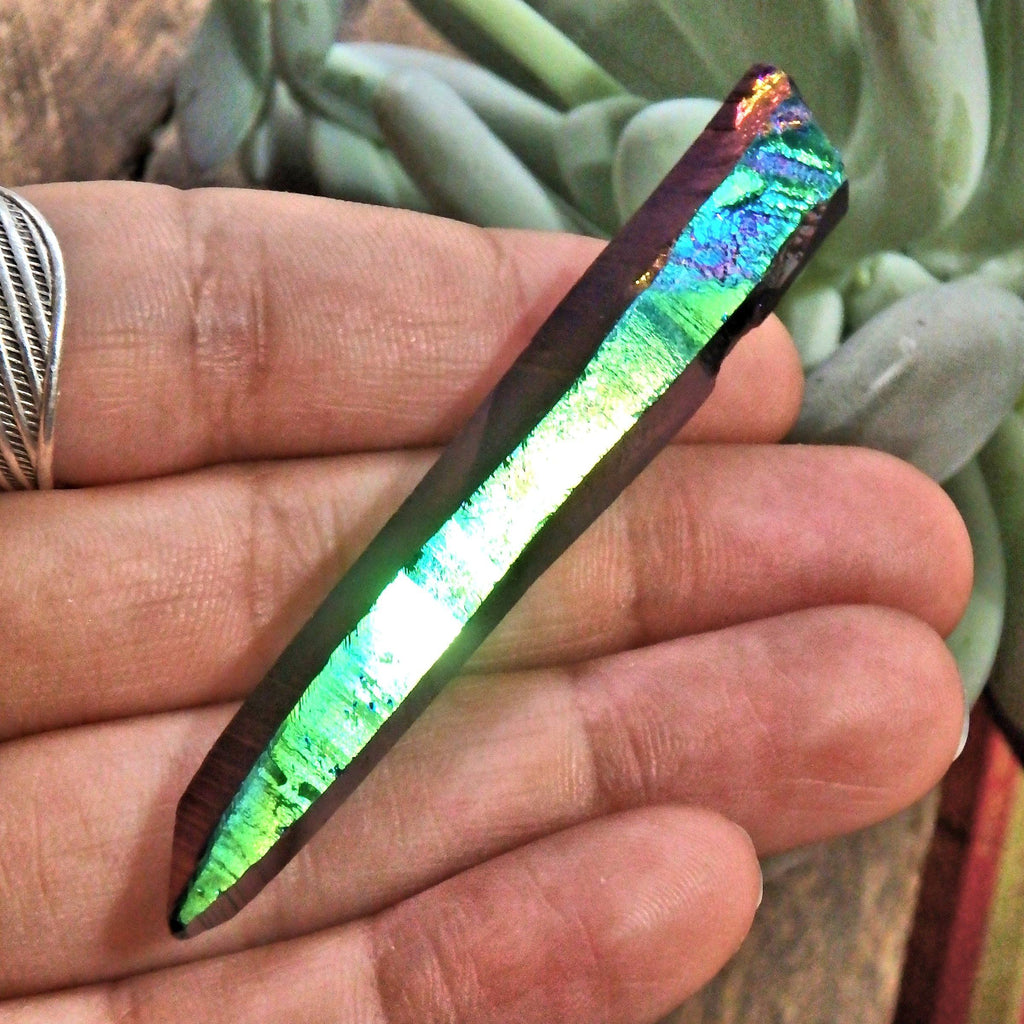 Double Terminated Rainbow Titanium Quartz Colombian Lemurian Point With Self Healing 2 - Earth Family Crystals