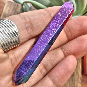 Uplifting Rainbow Titanium Quartz Colombian Lemurian Point With Self Healing 3 - Earth Family Crystals