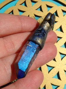 Brilliant Titanium Quartz Point Handmade Energy Pendant (On Adjustable Cotton Cord) - Earth Family Crystals