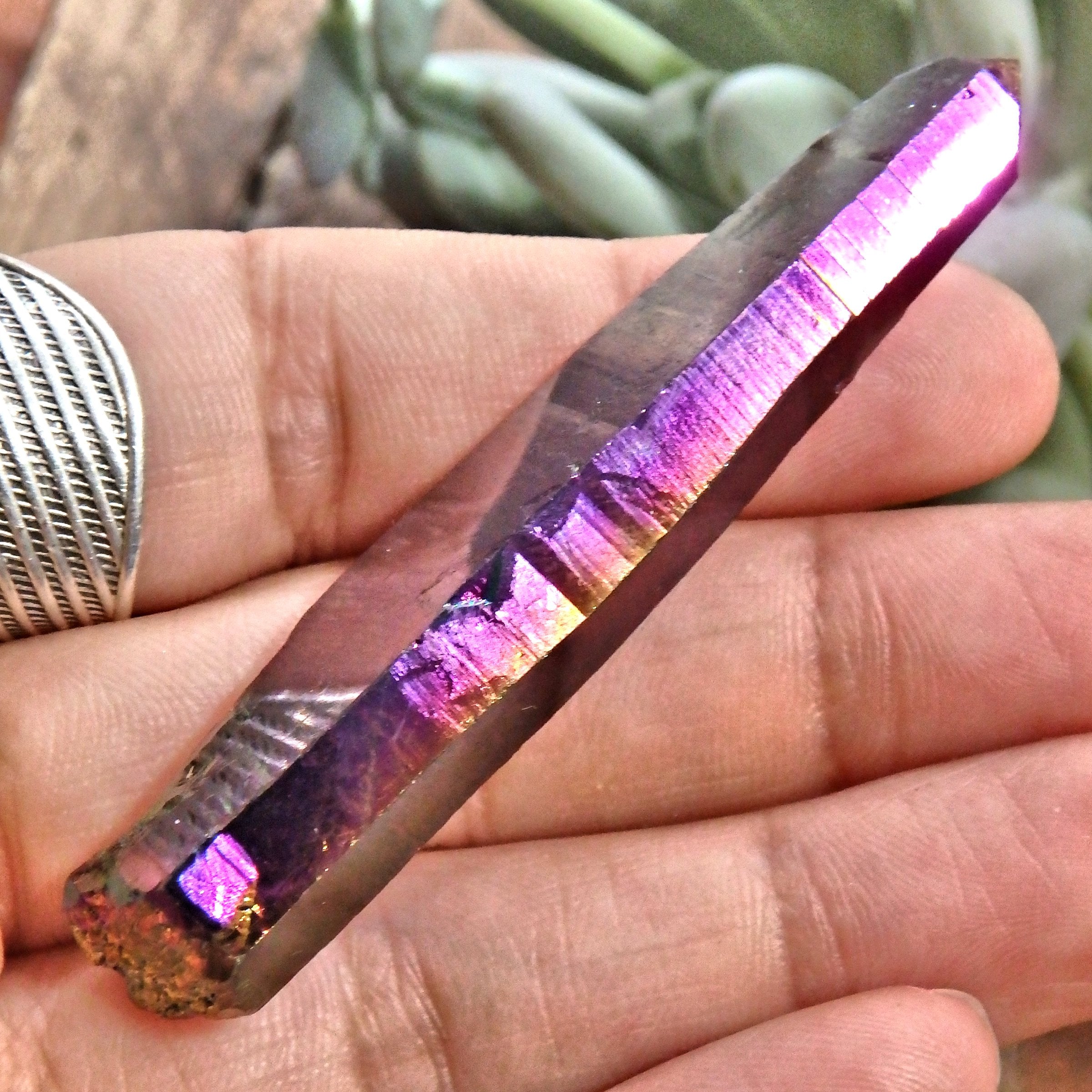 Uplifting Rainbow Titanium Quartz Colombian Lemurian Point With Self Healing 2 - Earth Family Crystals