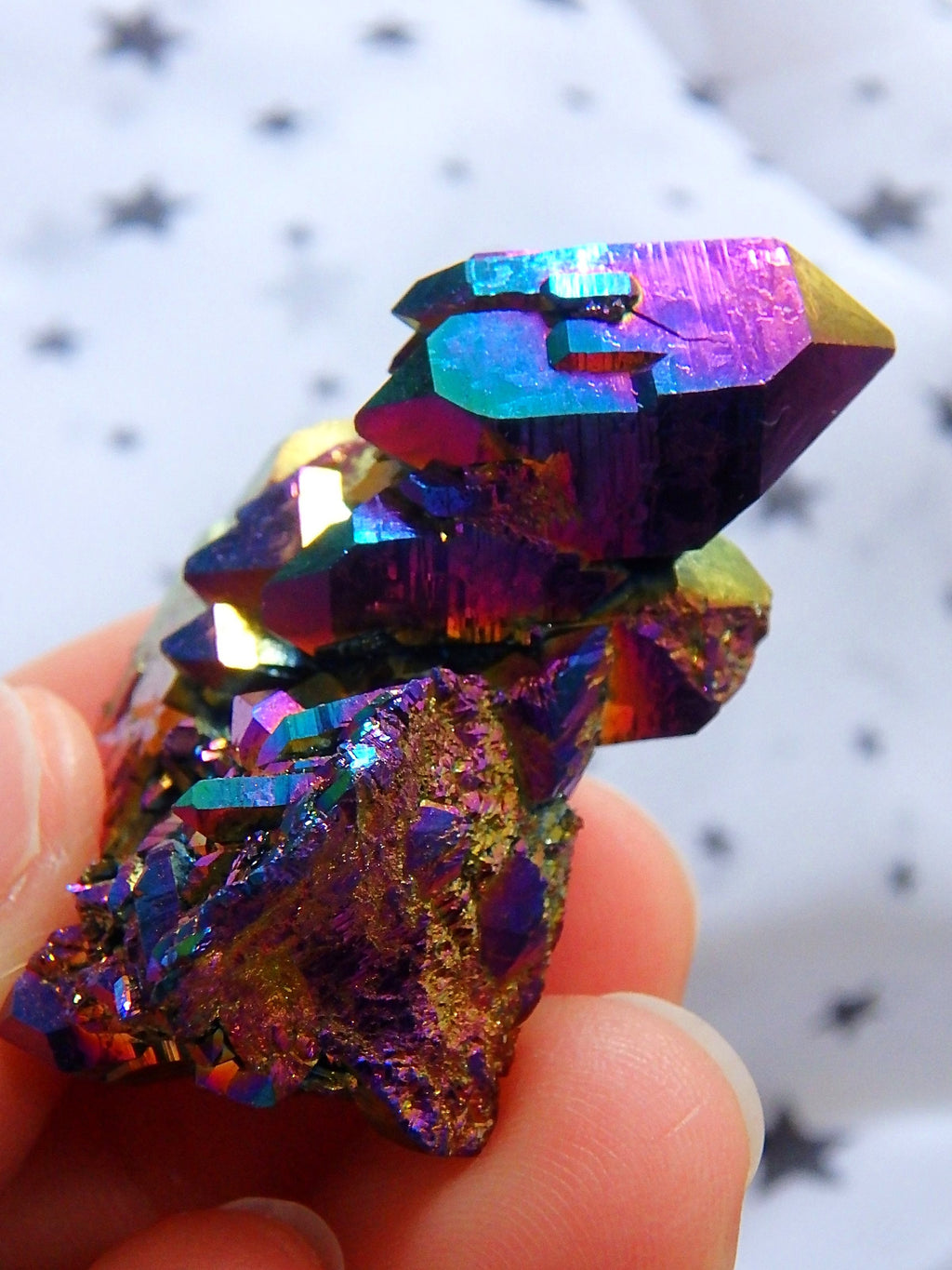Glimmering Spaceship Cluster of Titanium Quartz From Arkansas - Earth Family Crystals