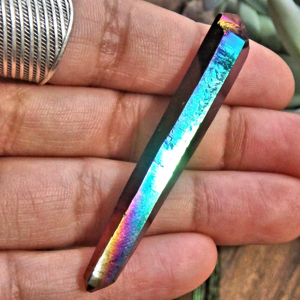 Double Terminated Rainbow Titanium Quartz Colombian Lemurian Point With Self Healing 1 - Earth Family Crystals