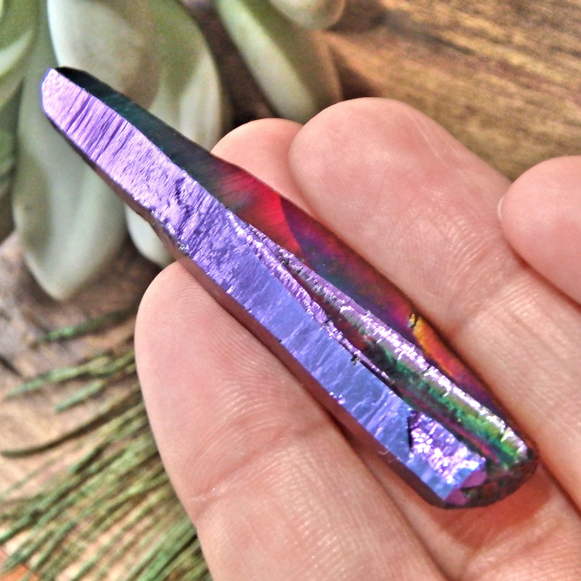 Uplifting Rainbow Titanium Quartz Colombian Lemurian Point With Self Healing 1 - Earth Family Crystals