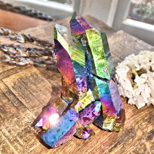 Incredible Self Healed Large Rainbow Titanium Quartz Cluster From Arkansas