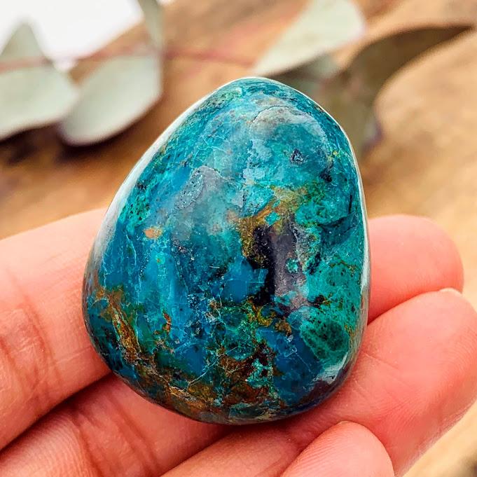 Uplifting Blue & Green Chrysocolla Palm Stone From Peru #2 - Earth Family Crystals