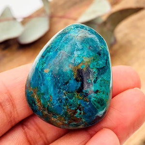 Uplifting Blue & Green Chrysocolla Palm Stone From Peru #2 - Earth Family Crystals