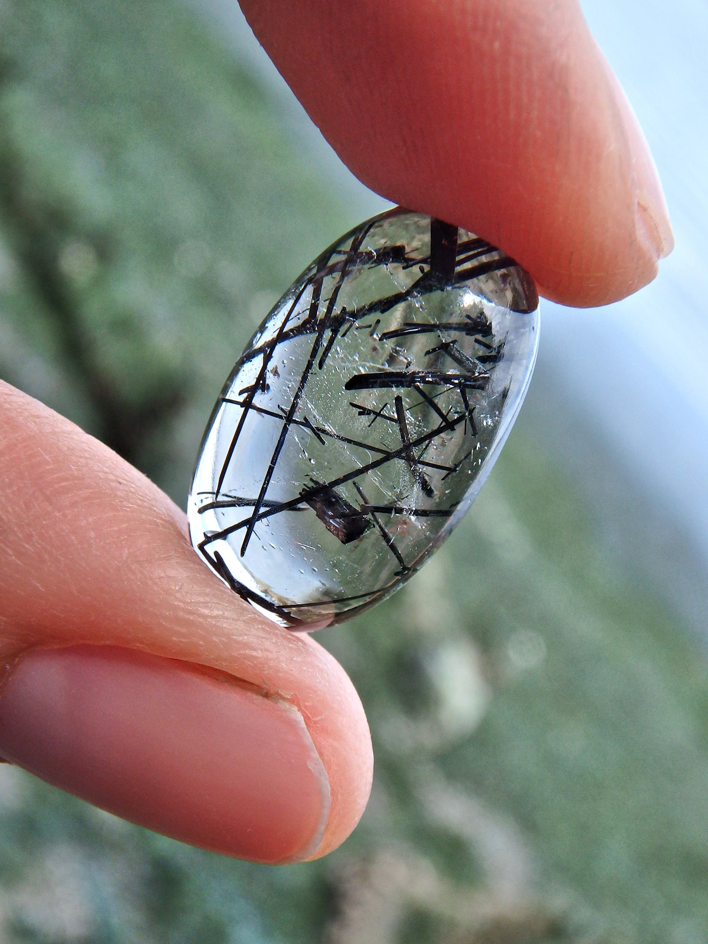 Brilliant Tourmalated Quartz Cabochon in Collectors Box (Perfect to Make Jewelry) - Earth Family Crystals