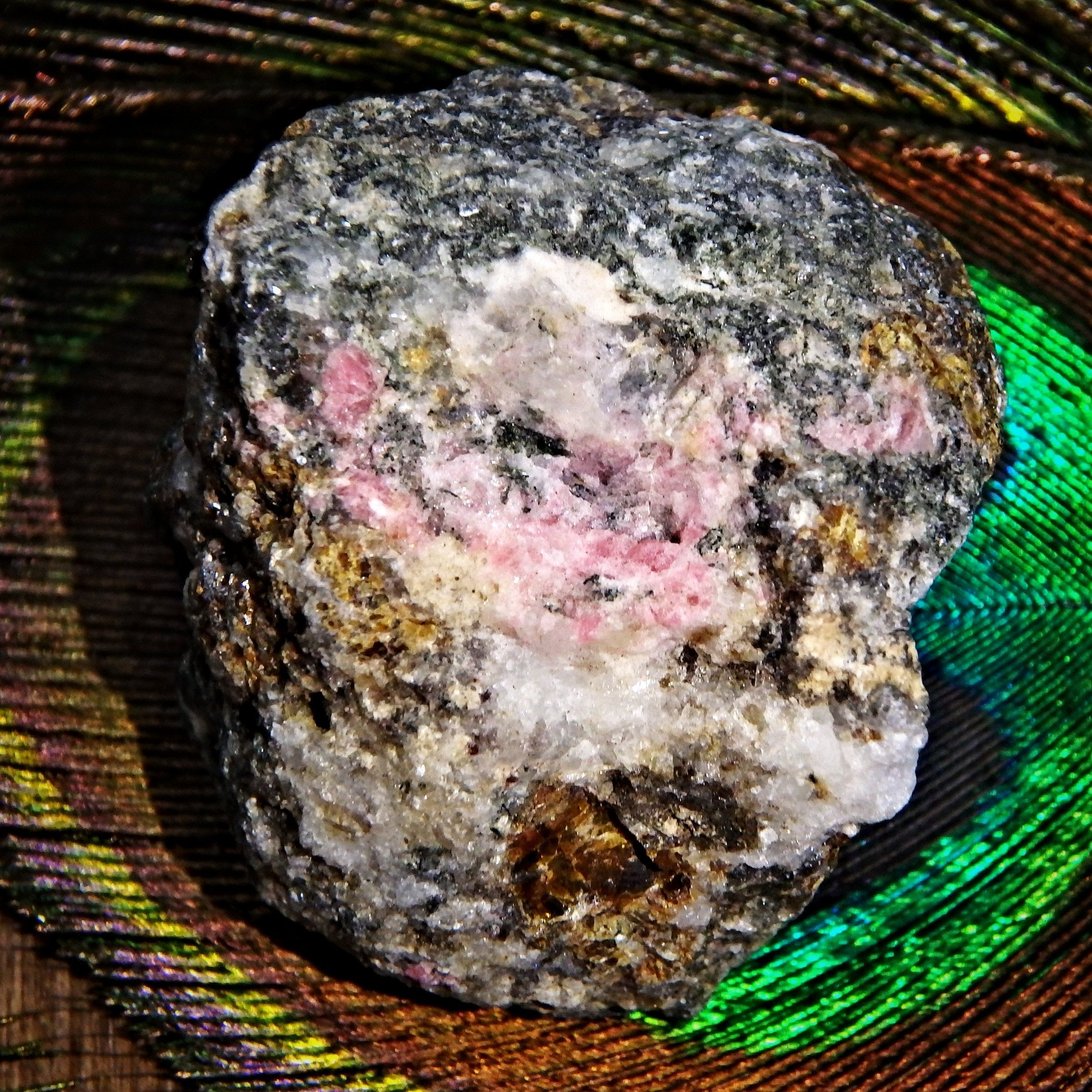 Rare Cranberry Pink Tugtupite in Matrix From Greenland- Hand Harvested in 2015 - Earth Family Crystals