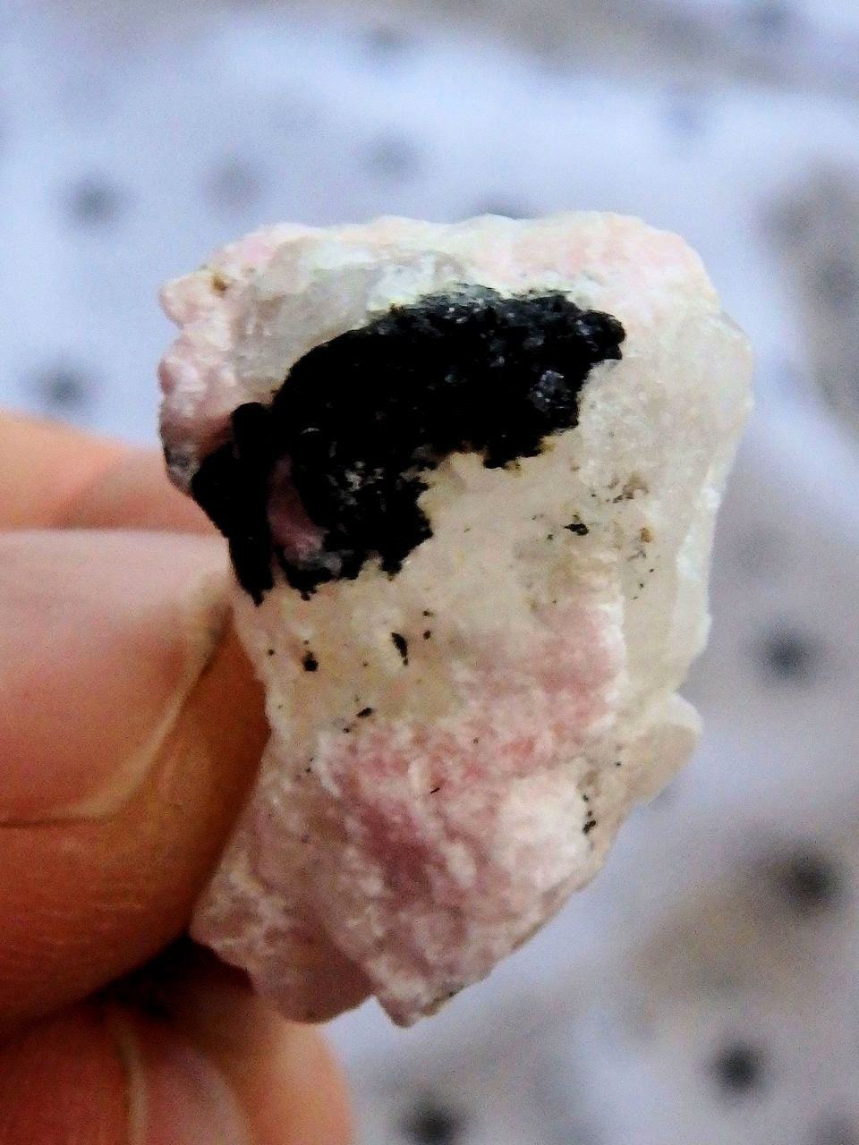 Creamy Pink Rare Tugtupite, White Natrolite, Arfvedsonite Greenland Raw Specimen - Earth Family Crystals