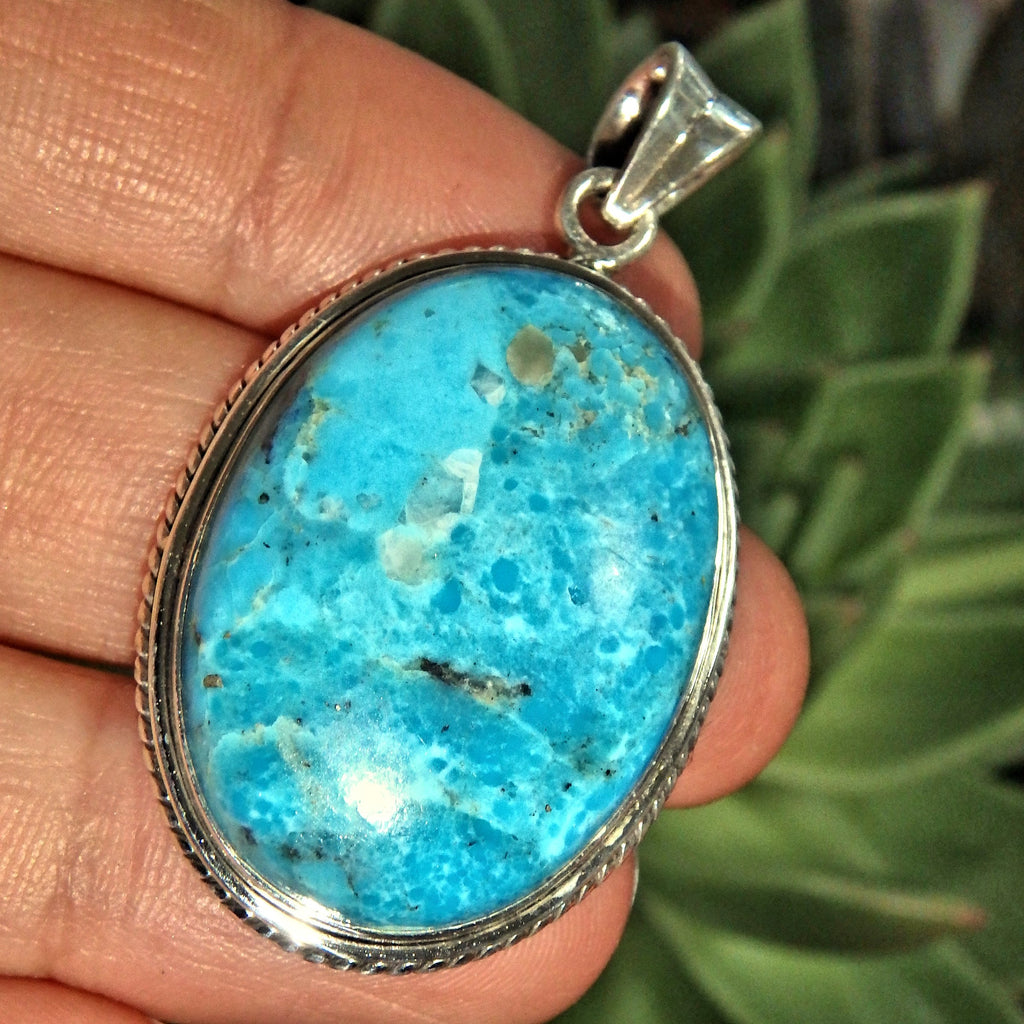 Vibrant Blue Kingman Turquoise Sterling Silver Pendant (Includes Silver Chain)1 - Earth Family Crystals