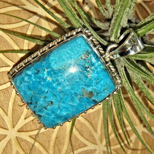 Vibrant Blue Kingman Turquoise Sterling Silver Pendant (Includes Silver Chain)2 - Earth Family Crystals