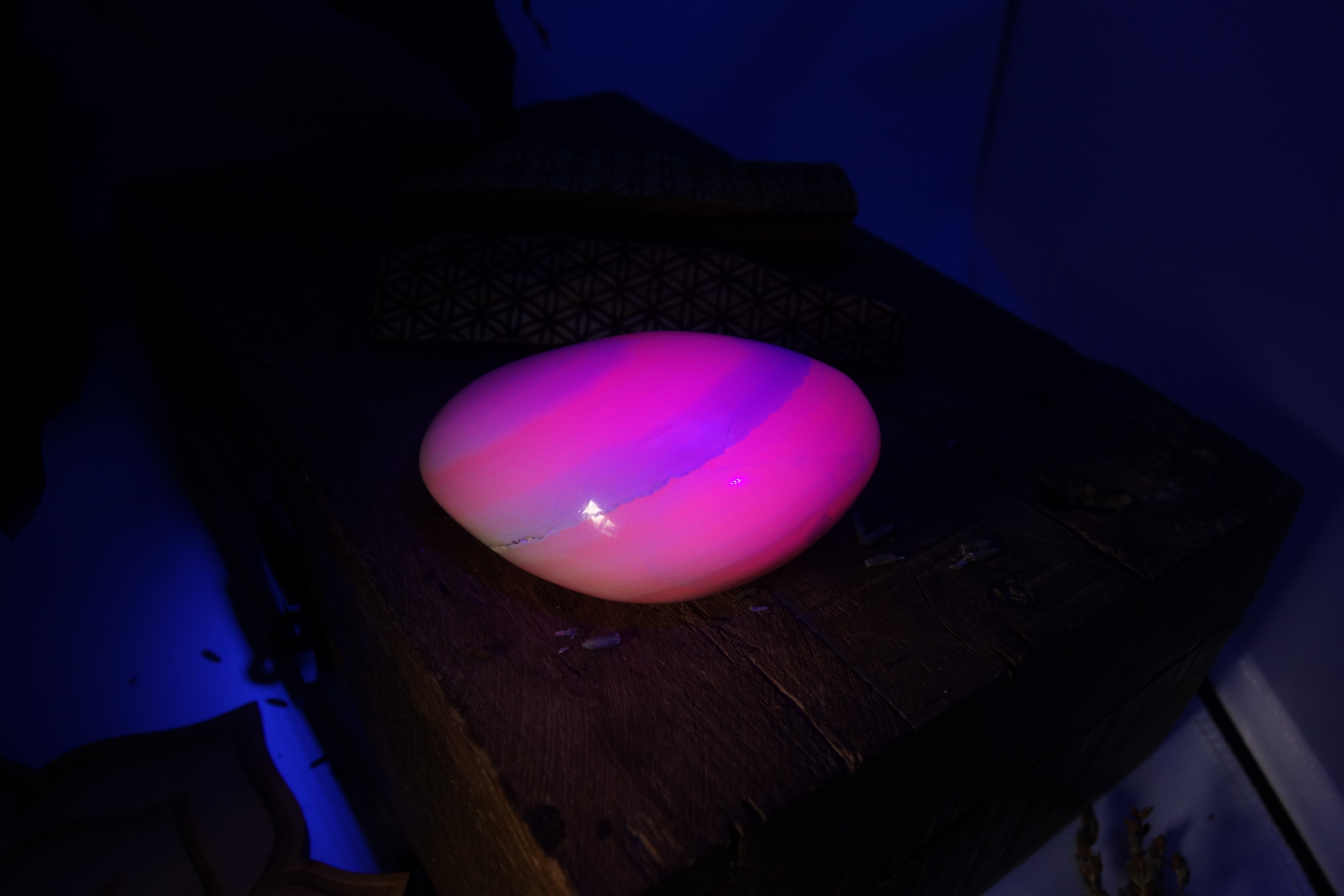 Fluorescent Creamy & Chunky Pink Mangano Calcite Hand Held Specimen - Earth Family Crystals