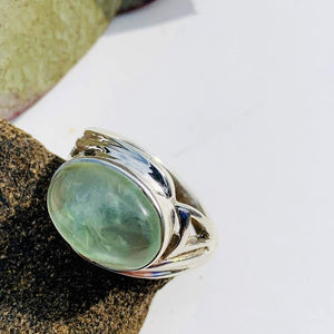 Refreshing Mint Green Prehnite Sterling Silver Ring (Size 7) - Earth Family Crystals