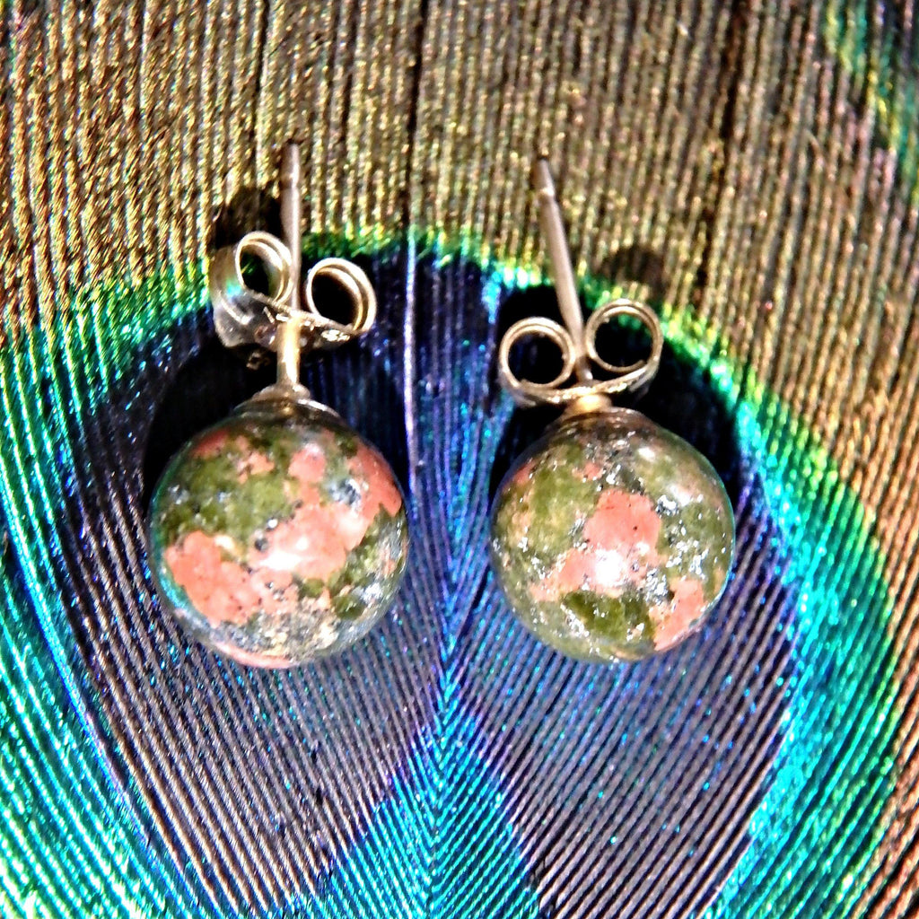 Cute Unakite Gold Fill Stud Earrings - Earth Family Crystals