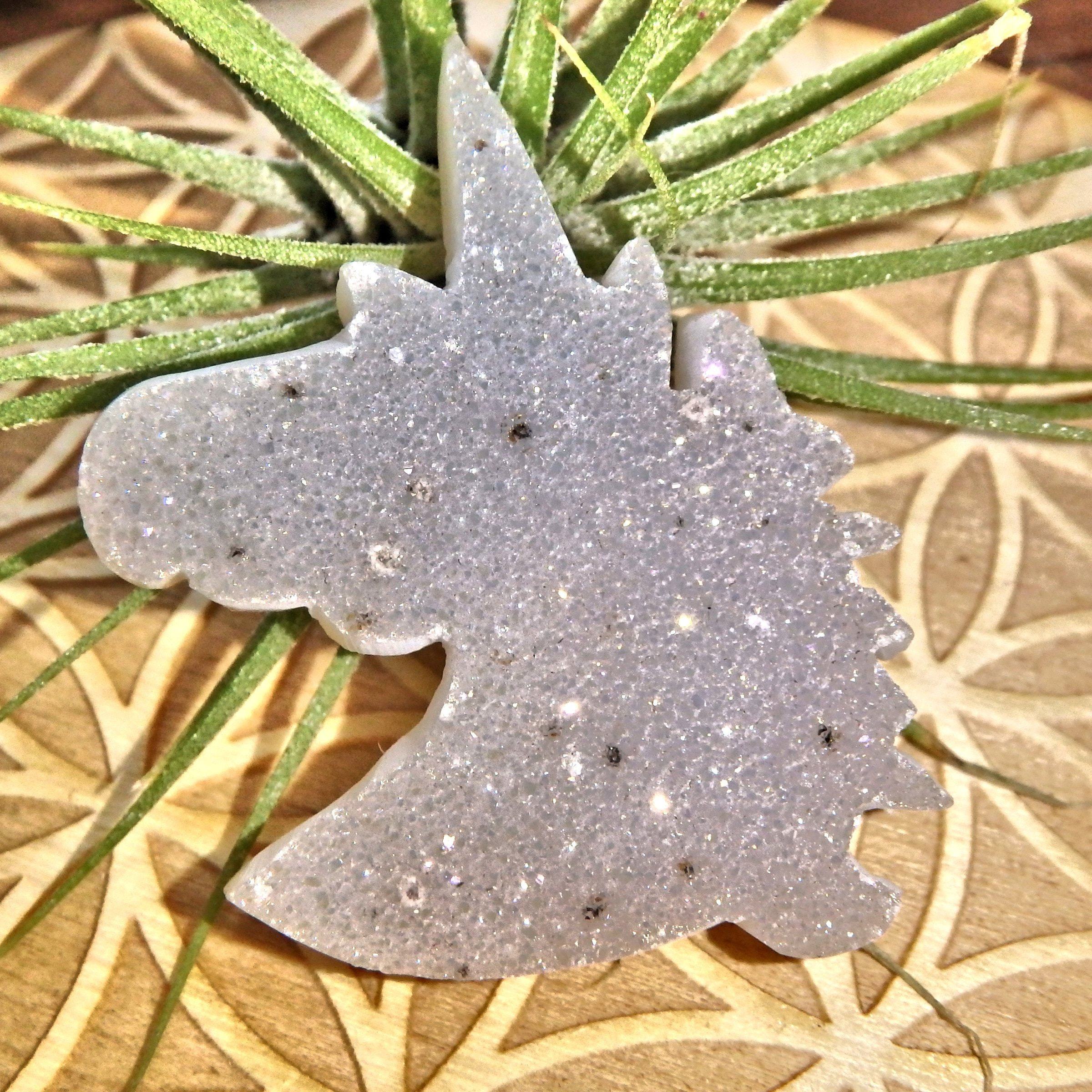 Angel Aura Sparkle Quartz Unicorn Carving Specimen - Earth Family Crystals