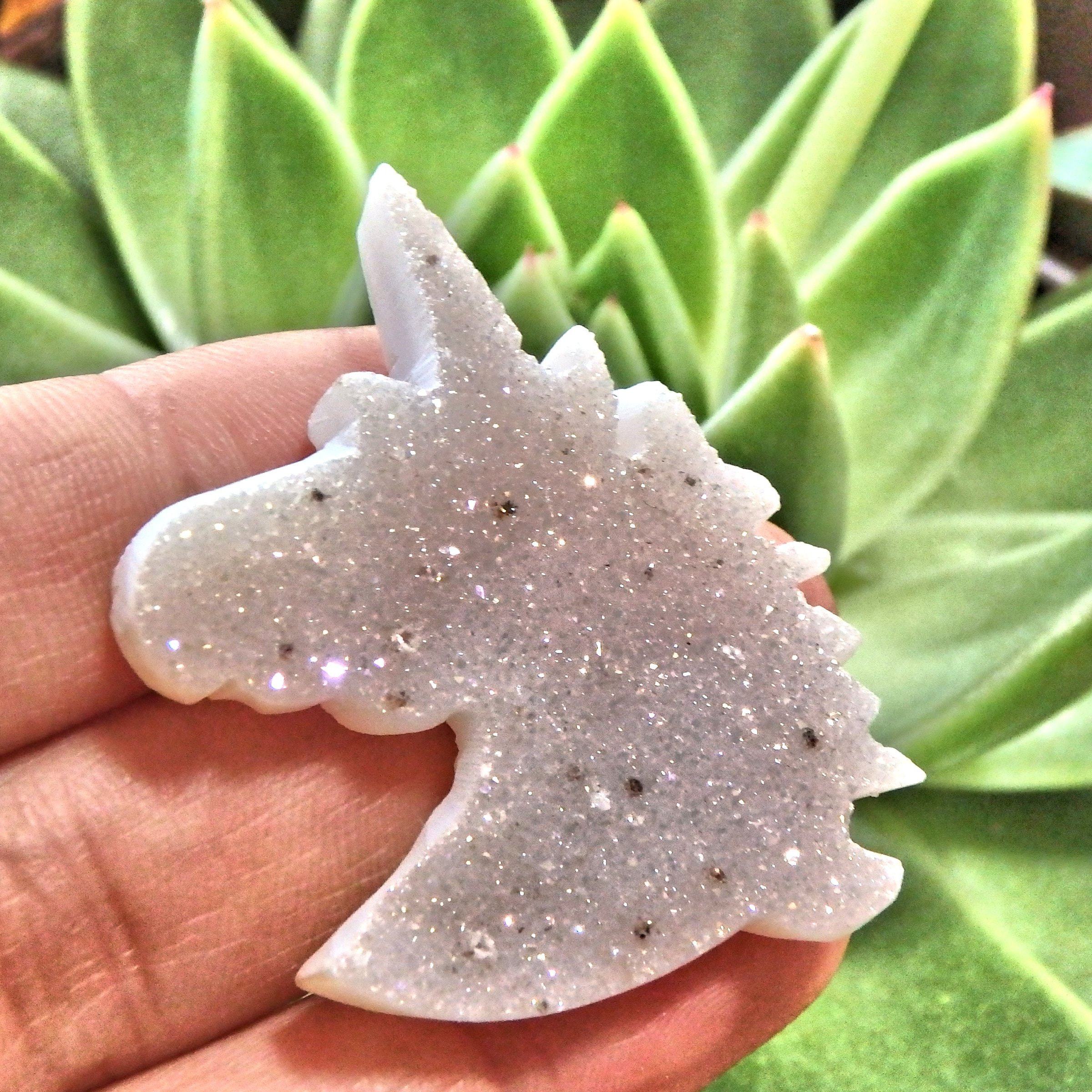Angel Aura Sparkle Quartz Unicorn Carving Specimen - Earth Family Crystals