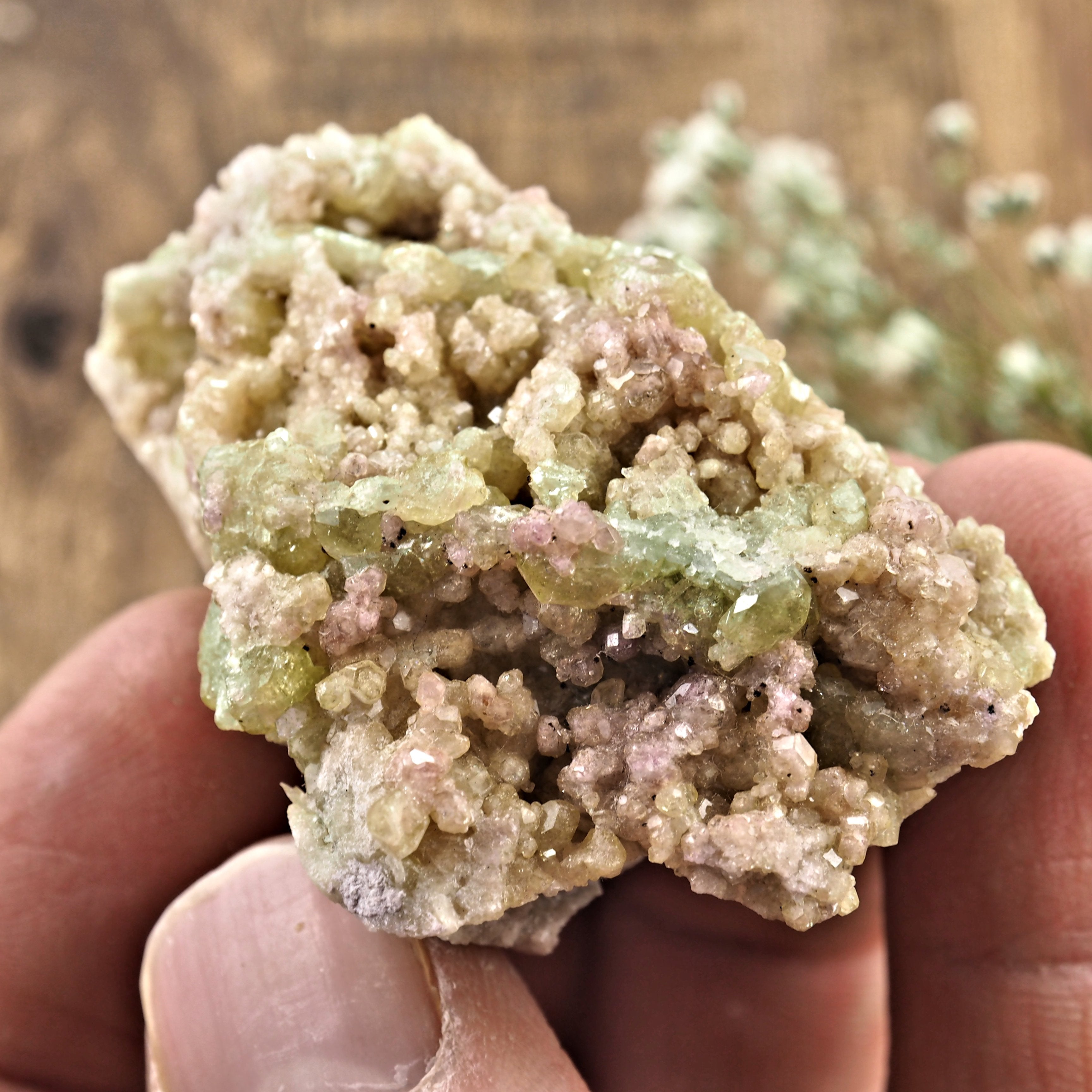 Sparkling Natural Pink & Lime Green Vesuvanite Specimen From Quebec, Canada #1