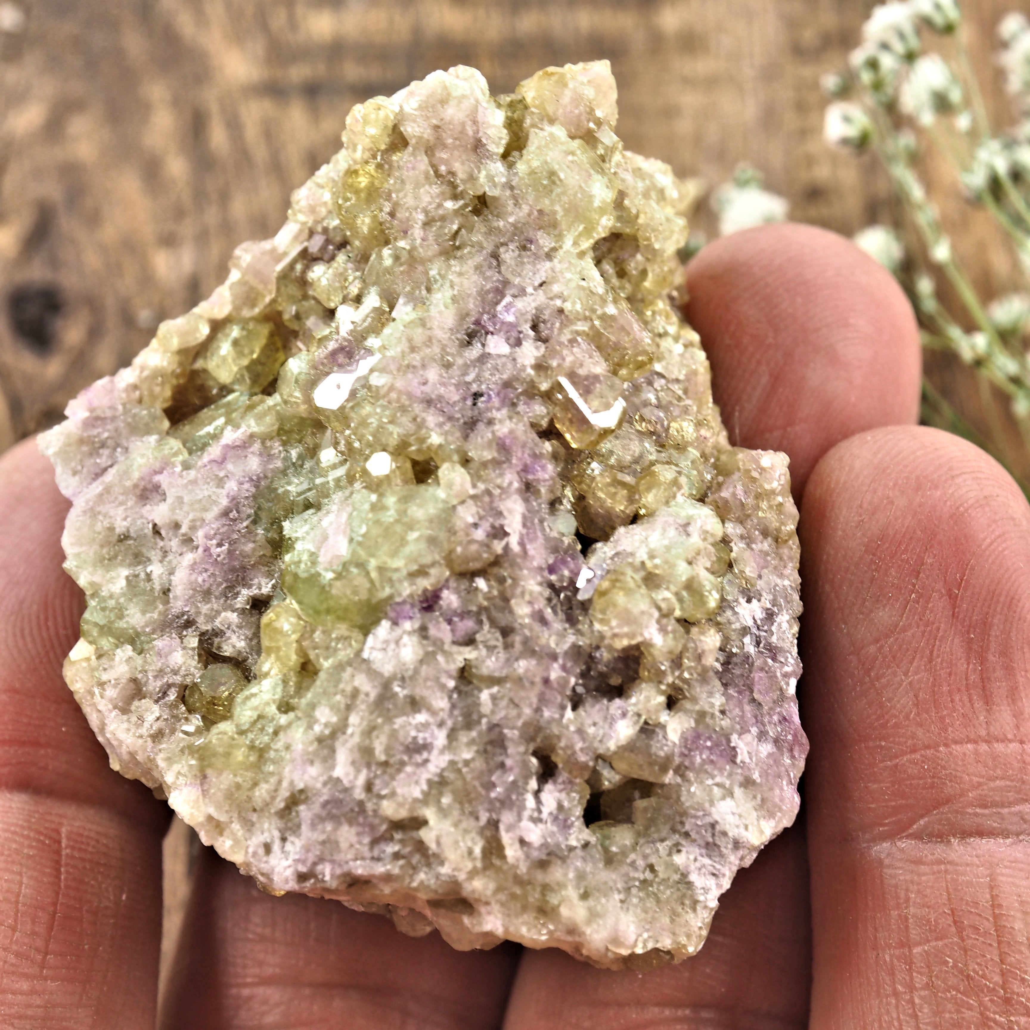 Sparkling Natural Pink & Lime Green Vesuvanite Specimen From Quebec, Canada #2