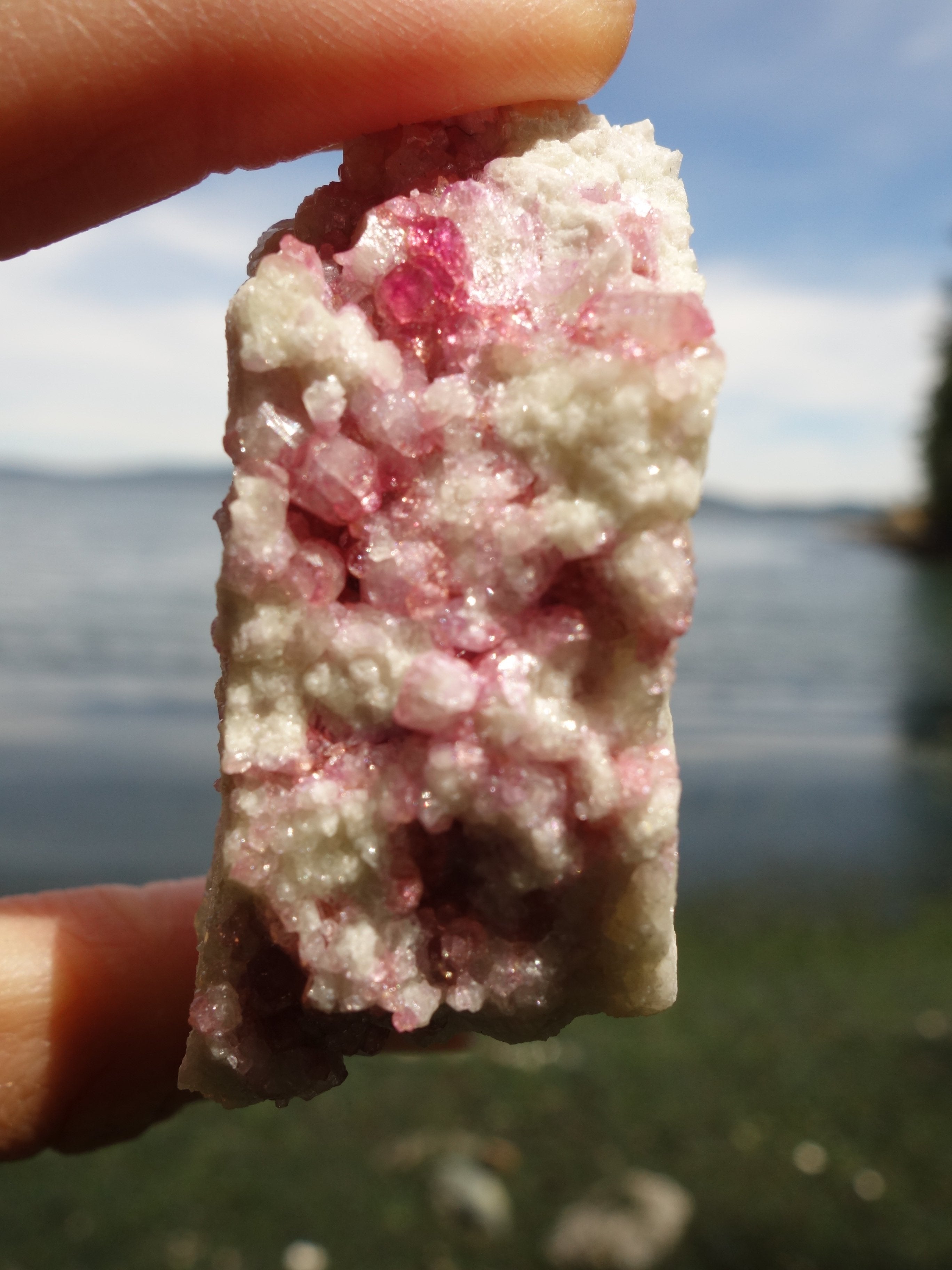 Strawberry Pink Gemmy Crystals Vesuvanite Cluster From Quebec, Canada