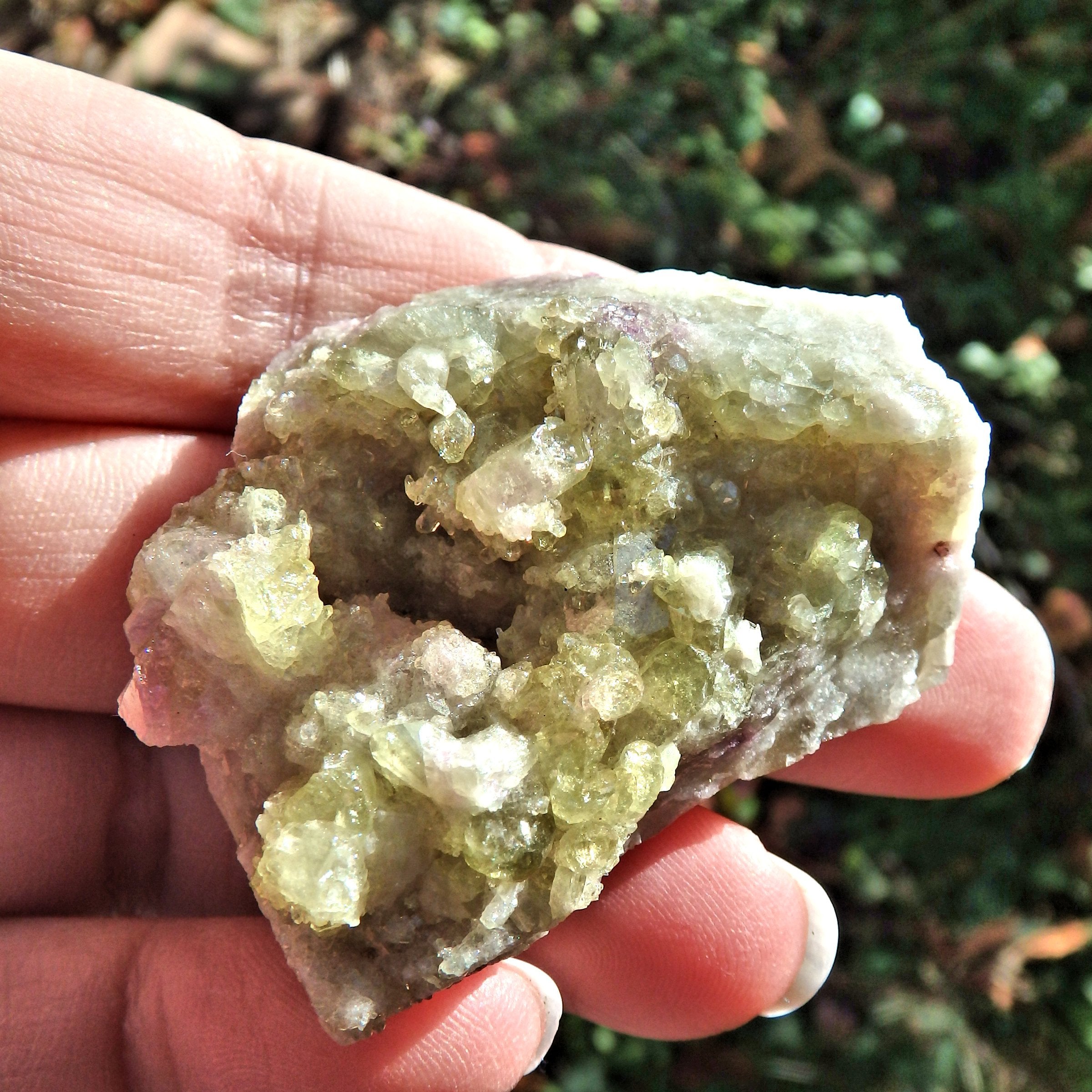 Shimmering Druzy Points Geode Vesuvanite Natural Specimen From Quebec