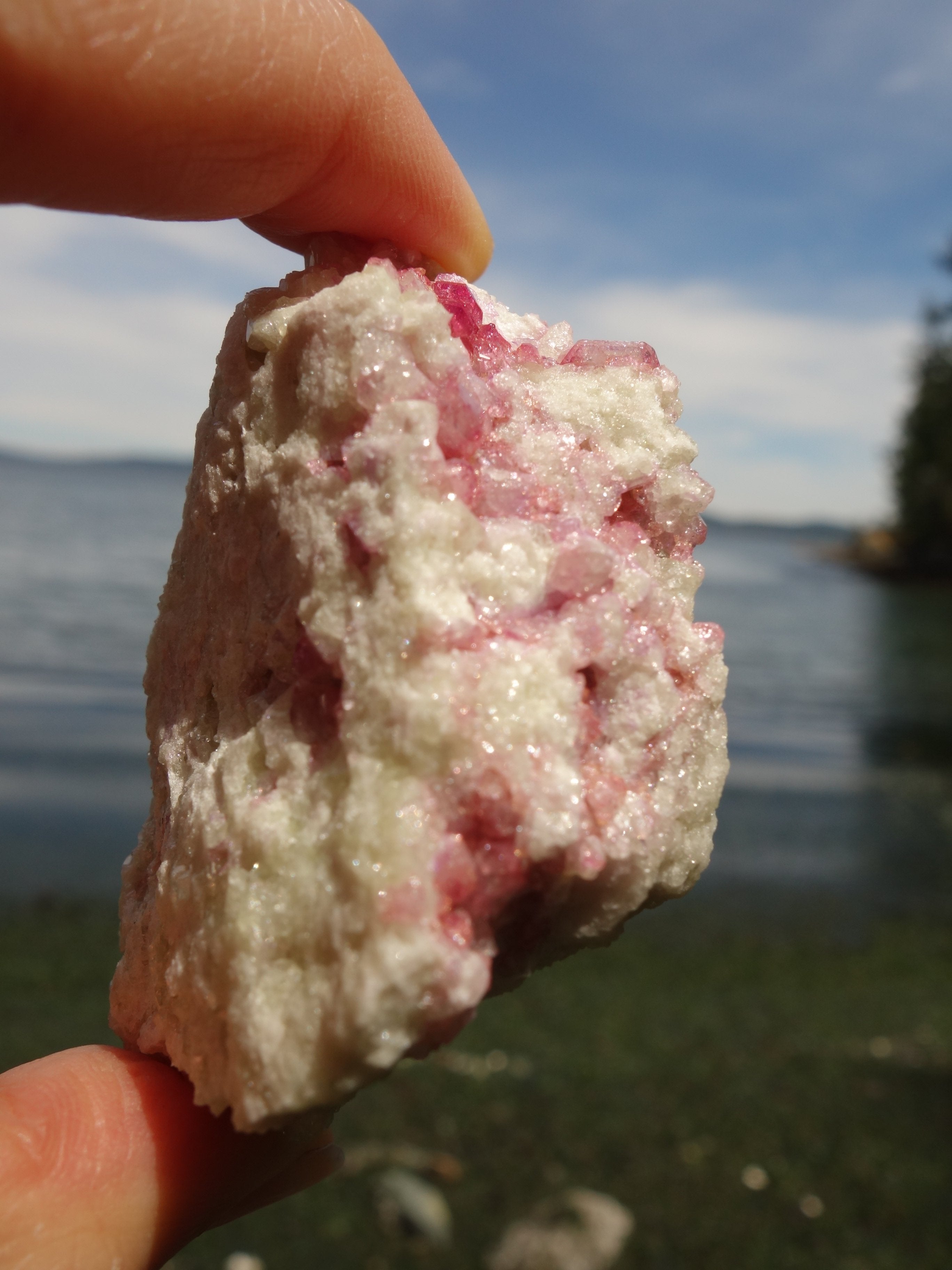 Strawberry Pink Gemmy Crystals Vesuvanite Cluster From Quebec, Canada