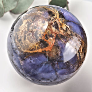 RESERVED For Marie.C~ Gorgeous XL Violet Flame Agate Sphere Carving From Madagascar - Earth Family Crystals