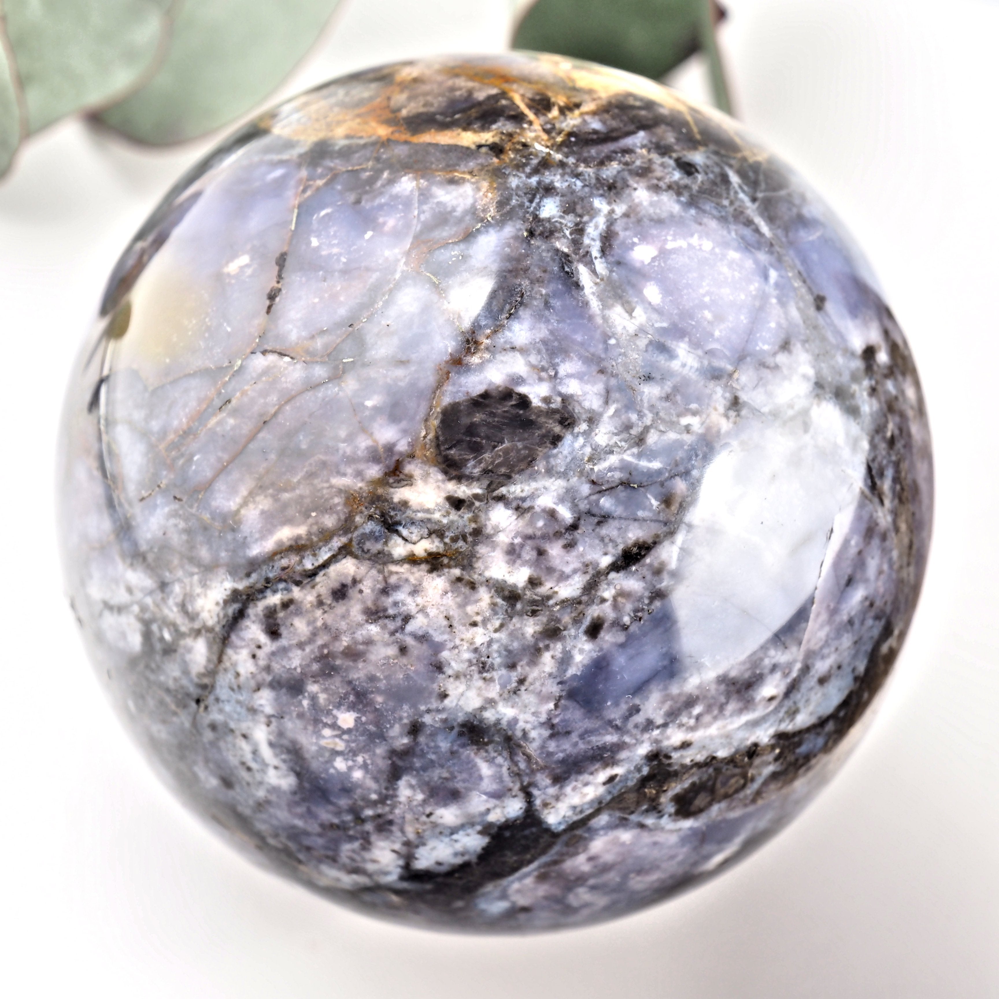 RESERVED For Marie.C~ Gorgeous XL Violet Flame Agate Sphere Carving From Madagascar - Earth Family Crystals