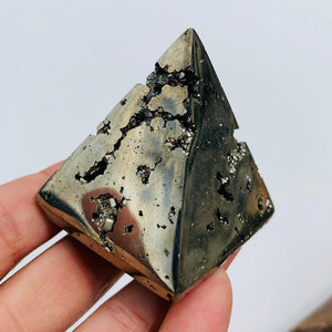 Shiny Golden Pyrite Pyramid With Caves From Peru