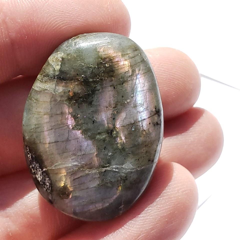 Pink & Purple Included Labradorite Small Palm Stone #3 - Earth Family Crystals
