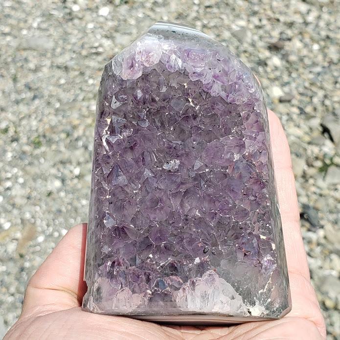 Pretty Lavender Purple Amethyst & Agate Standing Display Point Partially Polished From Uruguay - Earth Family Crystals