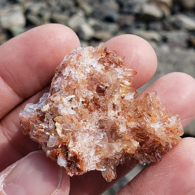 One of a Kind Orange Creedite Spiky Cluster with Fluorite Inclusions from Mexico #3
