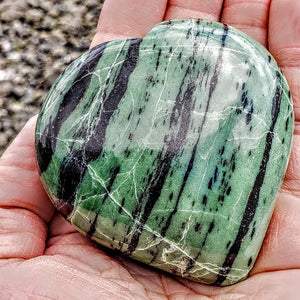 Rare Large & Chunky Ruby Zoisite Love Heart Carving - Earth Family Crystals