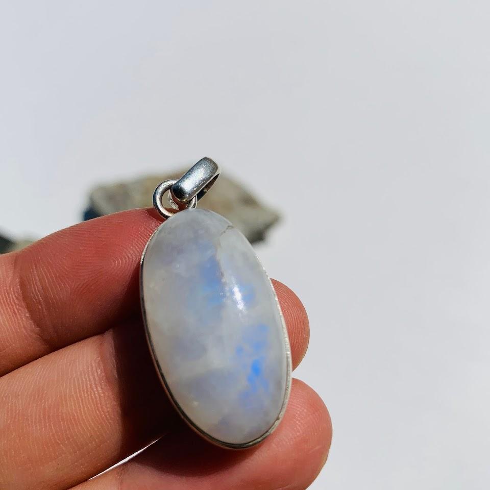 Rainbow Moonstone Sterling Silver Pendant (Includes Silver Chain) REDUCED - Earth Family Crystals