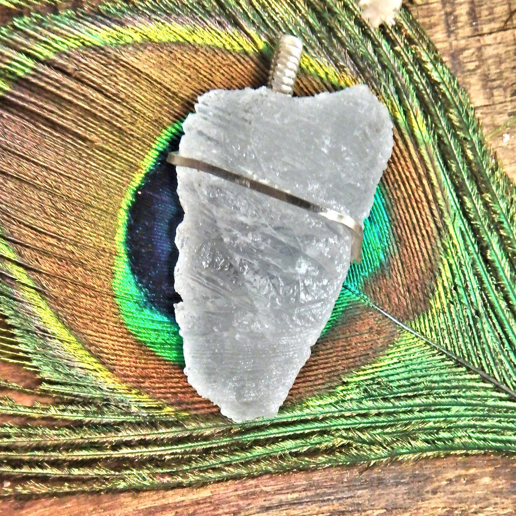 Elestial Arizona White Calcite Handmade Wire Wrapped Pendant in Sterling Silver (Includes Silver Chain) - Earth Family Crystals