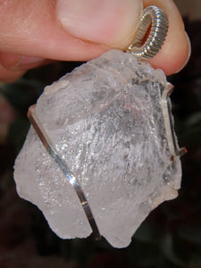 Stunning Arizona Elestial Angel Calcite (Aka. White Moldavite) Wire Wrapped Pendant in Sterling Silver (Includes Silver Chain) - Earth Family Crystals