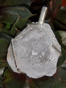 Stunning Arizona Elestial Angel Calcite (Aka. White Moldavite) Wire Wrapped Pendant in Sterling Silver (Includes Silver Chain) - Earth Family Crystals