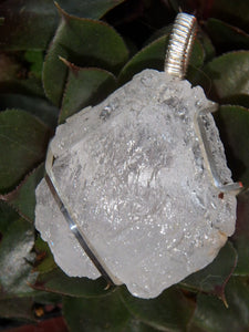 Stunning Arizona Elestial Angel Calcite (Aka. White Moldavite) Wire Wrapped Pendant in Sterling Silver (Includes Silver Chain) - Earth Family Crystals