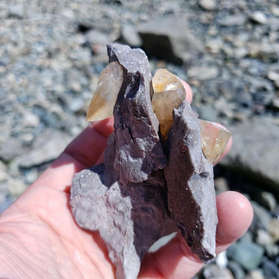 Fabulous Famous Locality~Elmwood Mine Golden Stellar Beam Calcite Points nestled in Shimmering Chunky Rock Matrix - Earth Family Crystals
