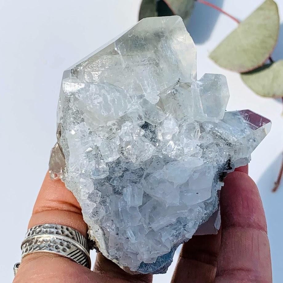 Extreme Sparkle & Lustre Clear Calcite & Pyrite Phantom Included Cluster From Linwood Mine - Earth Family Crystals