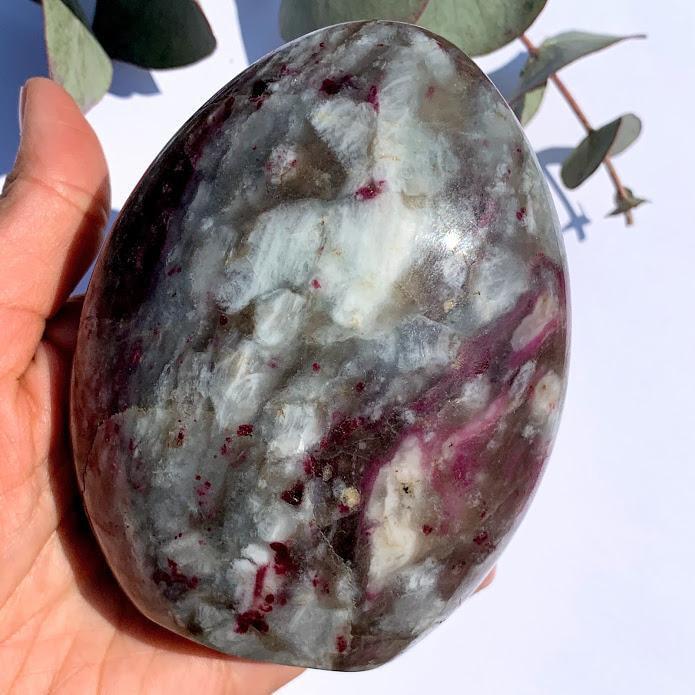 Burgundy Rubellite & Milky Quartz Standing Display Specimen From Madagascar - Earth Family Crystals