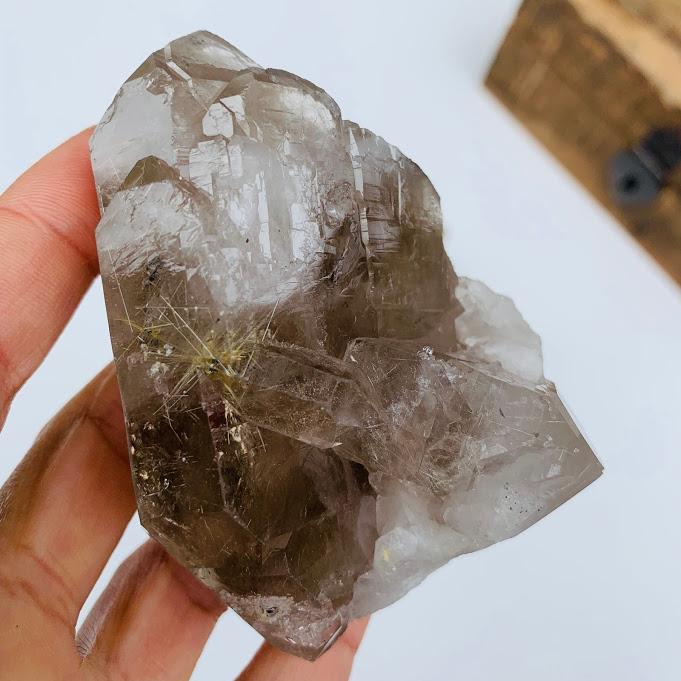 Powerful Rutilated Smoky Quartz Double Terminated Cluster From Brazil