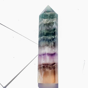 Rare Pink Inclusions Rainbow Fluorite Large Standing Tower #2 - Earth Family Crystals