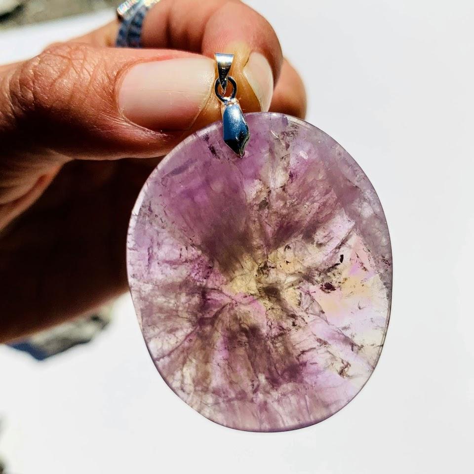 Genuine Polished Auralite-23 Chunky Reiki Pendant (Includes Silver Chain) #1 - Earth Family Crystals