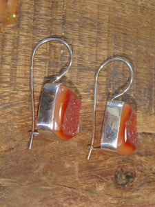 Shimmering Orange Agate Druzy Earrings in Sterling Silver - Earth Family Crystals