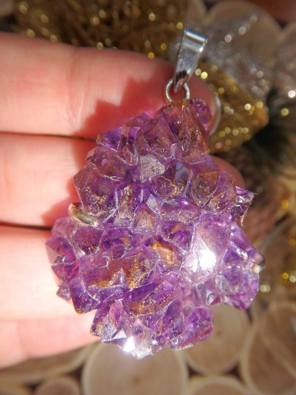 Breathtaking Deep Purple Super 7 Druzy Cluster Pendant in Sterling Silver (Includes Silver Chain) - Earth Family Crystals