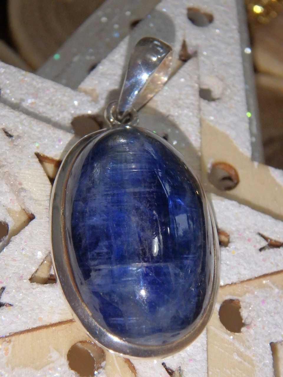 Optical Blue Flashes Kyanite Pendant in Sterling Silver (Includes Silver Chain) - Earth Family Crystals