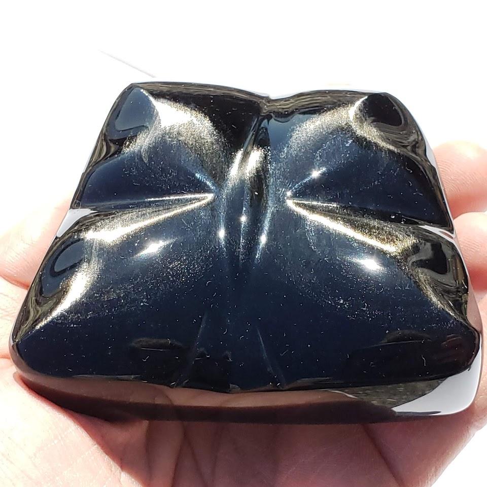 Pretty Golden Sheen Obsidian Butterfly Display Carving From Mexico - Earth Family Crystals