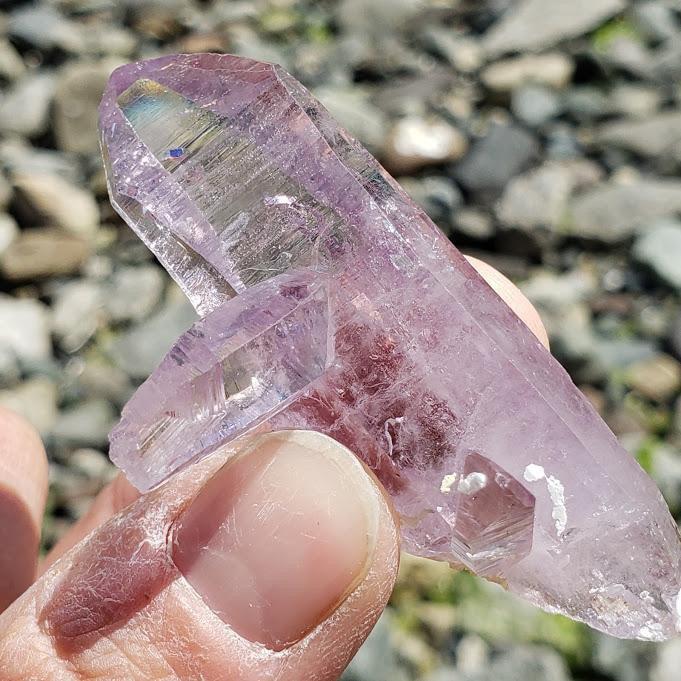 Brilliant Double Terminated Vera Cruz Amethyst Self Healed Point Cluster - Earth Family Crystals