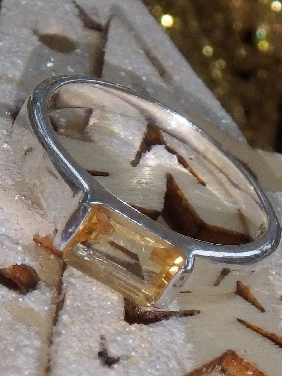 Polished Golden Citrine Ring in Sterling Silver (Size 5.5) - Earth Family Crystals