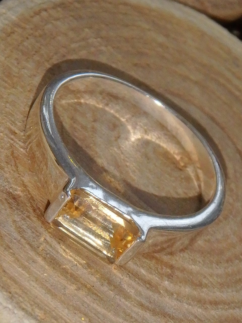 Polished Golden Citrine Ring in Sterling Silver (Size 5.5) - Earth Family Crystals